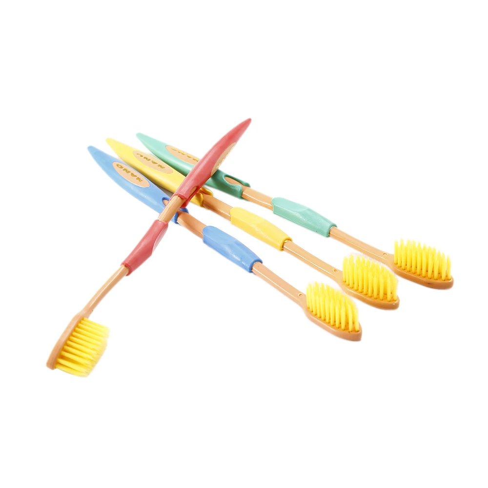 

4 Pcs/Set Bamboo Charcoal Toothbrush Nano Brush Oral Care Nano-antibacterial Toothbrush Yellow Heads Toothbrush Set
