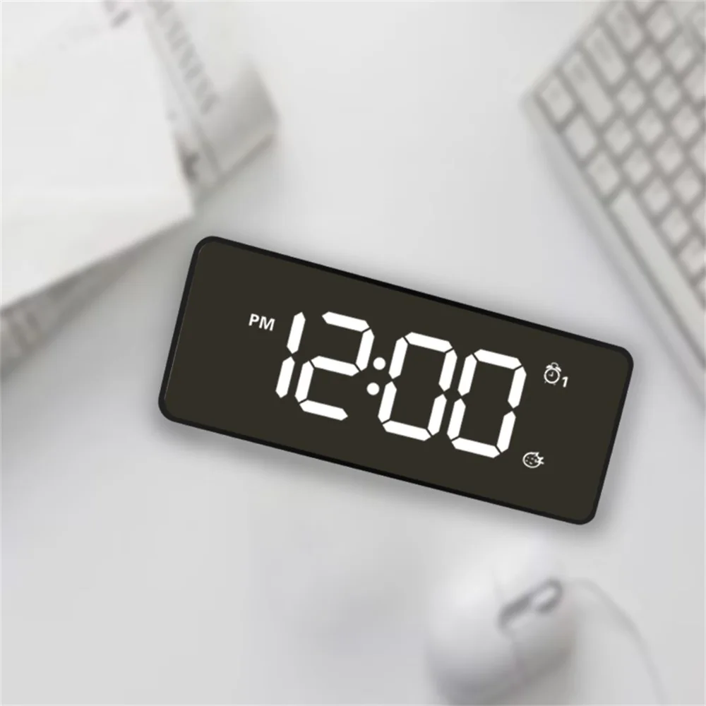 Светодиодный зеркальный будильник, часы повтора сигнала, цифровые часы, будильник, светильник, электронный, большое время, отображение температуры, настольные часы, зарядка от USB