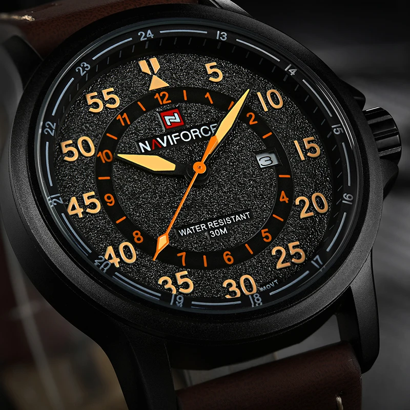 NAVIFORCE Top Luxury Brand Men Sports waterproof Watches Men's Quartz Clock Man Leather Military Wrist Watches Relogio Masculino