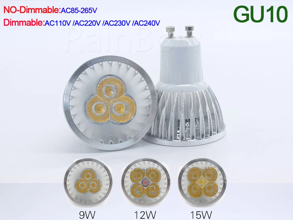 GU10 Светодиодный точечный светильник E27 E14 GU5.3 светодиодный светильник 110V 220V 9 Вт, 12 Вт, 15 Вт, Bombillas высокое качество MR16 светодиодный светильник светодиодный лампада светодиодный лампы