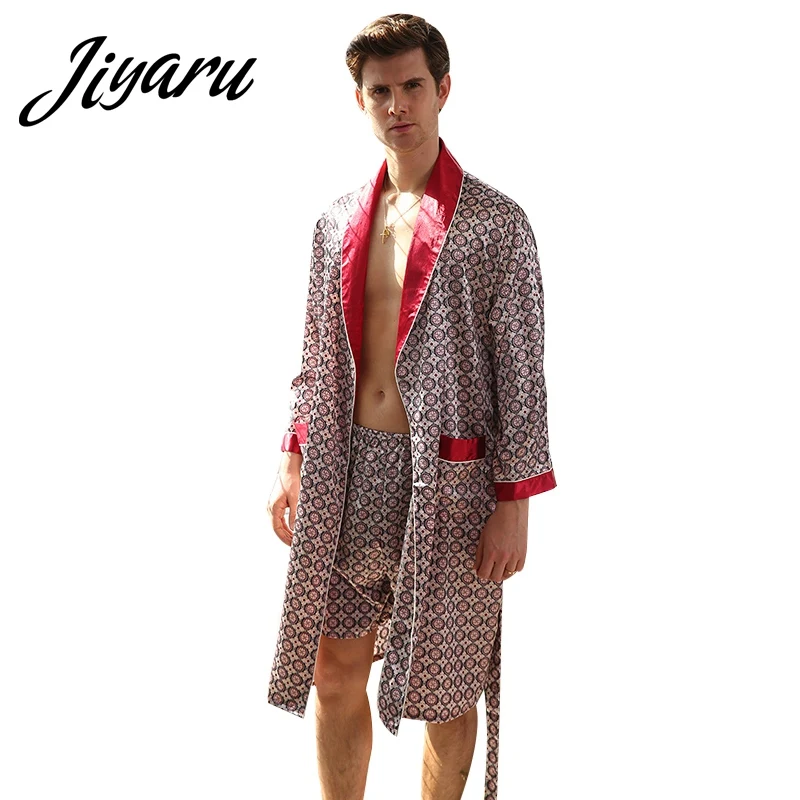 Autumn Men Boys Home Robes Male Printed Home Bathrobes Men Long Sleeves