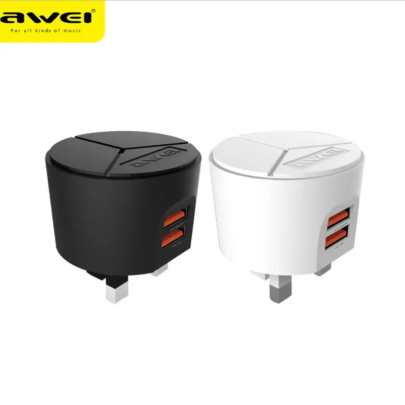 

AWEI UK standard charger travel charger dual usb universal quick charging head for huawei xiaomi oppo vivo iphone for ipad