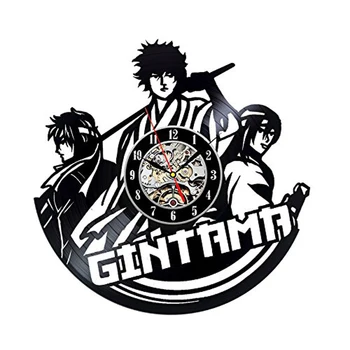 

2019 Rushed Sale Plastic Cd Record Wall Clock Design Vinyl Clocks Hollow Japanese Gintama Anime Watch Home Decor Silent 12 Inch