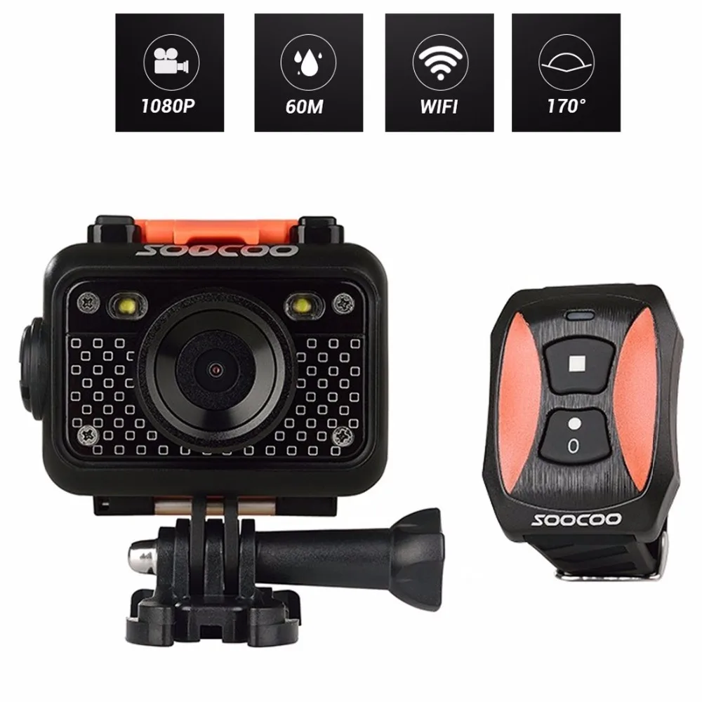 Спортивная Экшн камера SOOCOO S60 HD 1080P Wi Fi 170 градусов широкоугольный объектив 60 м