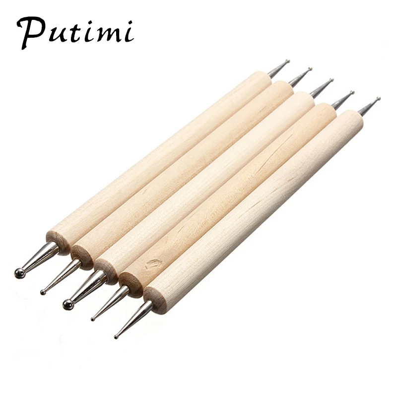 

Putimi 5pcs Nail Dotting Tools for Manicure Dotting Pen for Nail Pencil for Crystals Rhinestones Picker Nails Marbleizing Tool