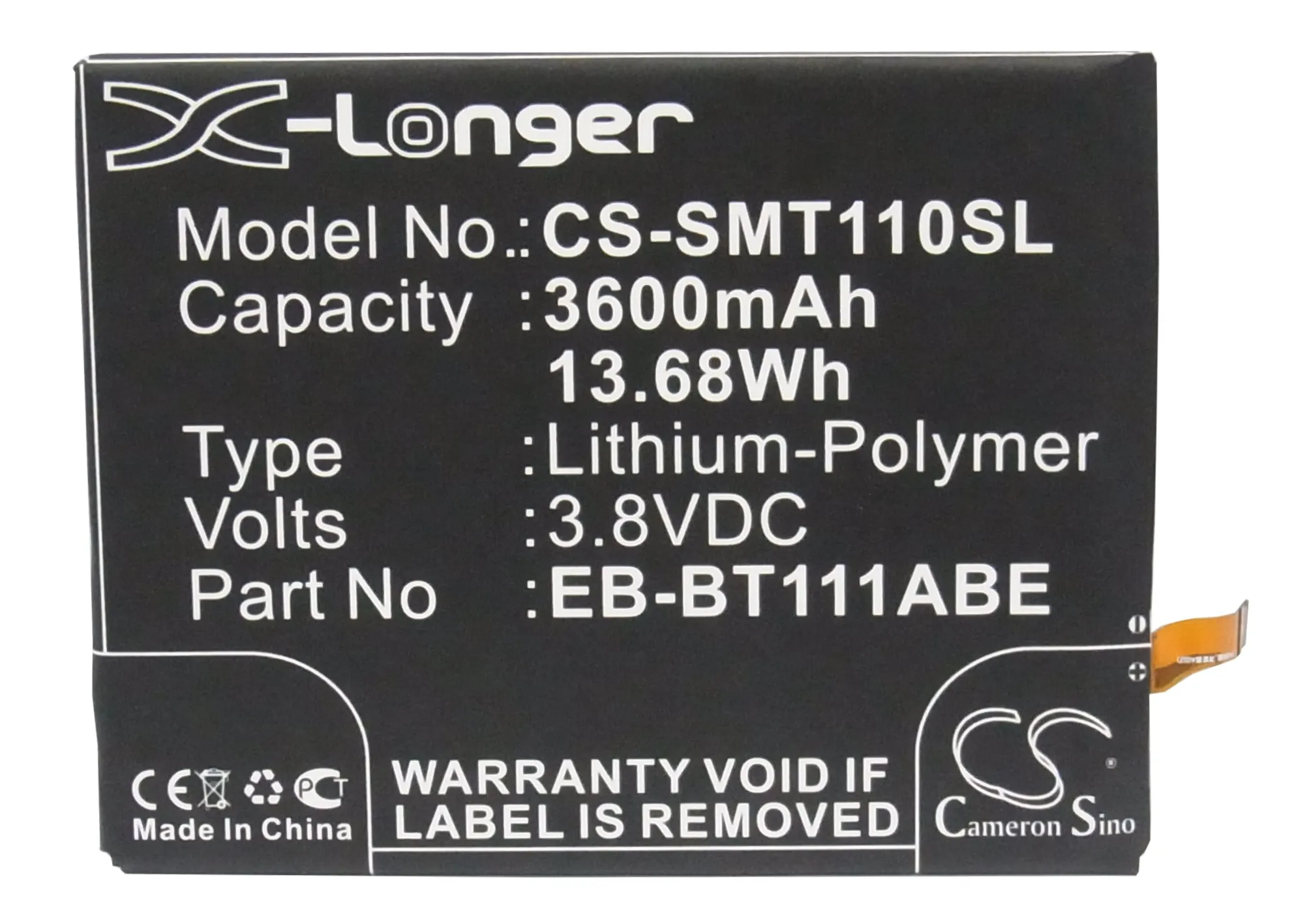 

Cameron Sino 3600mAh Battery EB-BT111ABE for Samsung SM-T110,T111,T111M,T113,T116IR, T116NU, For Lego Ninjago Movie Edition WiFi