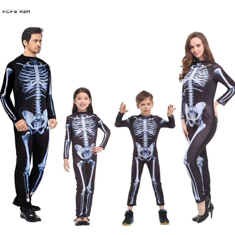 Halloween Skeleton Costumes For Men Hell Devil Demon Scary Cosplays Carnival Purim Parade Masquerade Nightclub Bar Party Dress
