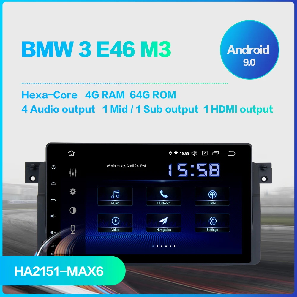Cheap Dasaita Android 9.0 Car Radio for BMW E46 M3 318i 320i 325i 2001 2002 2003 GPS Navi 9" IPS 64GB ROM Bluetooth DSP 1