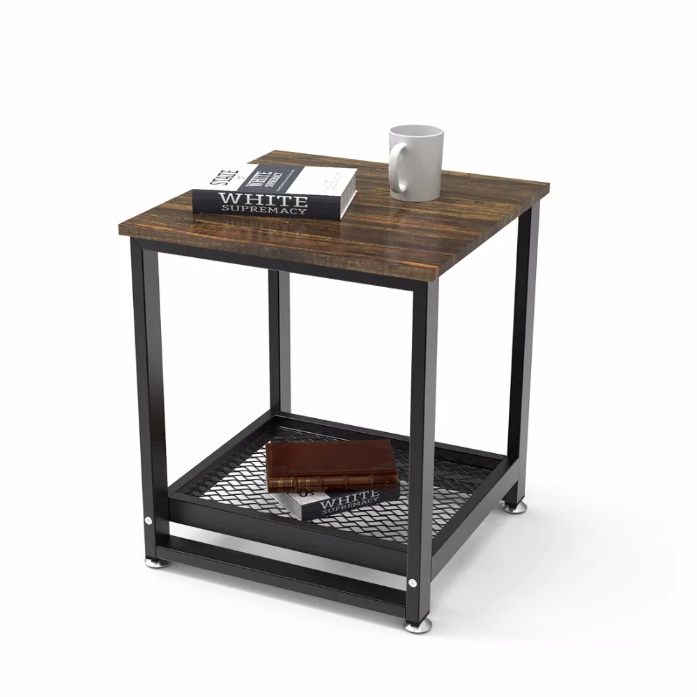 Dewel End Table Living Room Vintage Sofa Side Table with Storage Shelf Night Stand for Bedroom 17.7 in Dx19.68 in H