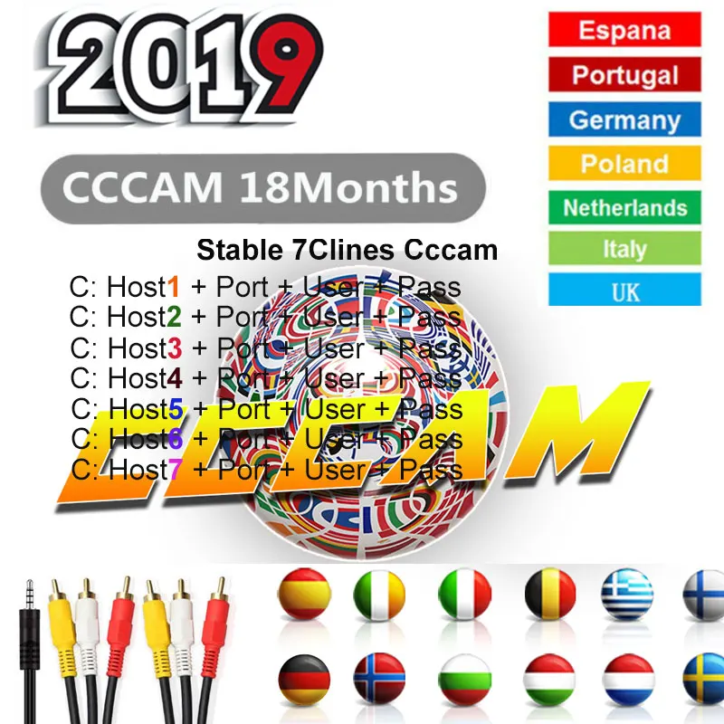 

2019 Europe 7 Cline for Satellite Receiver Cccam cline for 1 year spain freesat v7hd Receptor 7 Europe 7 Cline Spain Server