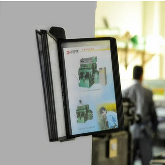 A4 pageflip page file holder wall mounted display rack black sleeves 10