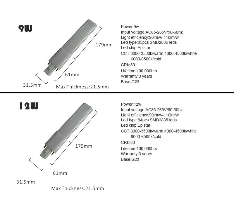 G23 Светодиодная лампа ультра-тонкий, 5 Вт, 7 Вт, 9 Вт, 12 Вт, 15 Вт, G23 Светодиодная лампа Светильник Мозоли светильник и G23 лампы led светильник G23