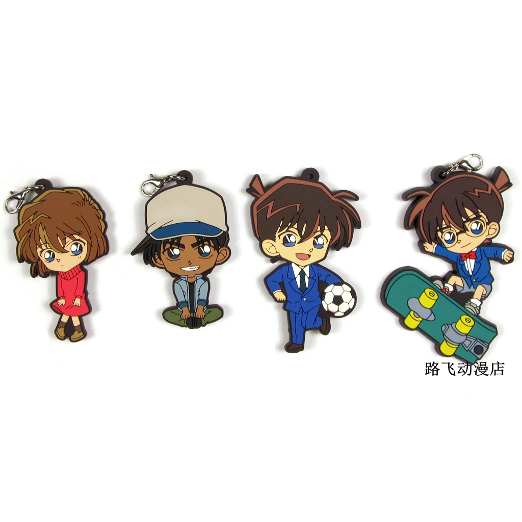 Аниме Detective Conan Rubber Keychain Edogawa Kudou Shinichi Anita Hailey Hattori Heiji экшн фигурка Модель Подвеска 6