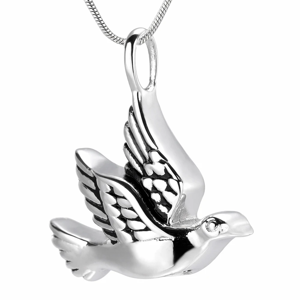 

IJD10035 Stainless Steel Dove Cremation Necklace Ashes holder Keepske Memorial Urn Pendant Jewelry For Pet Funeral Keepsake