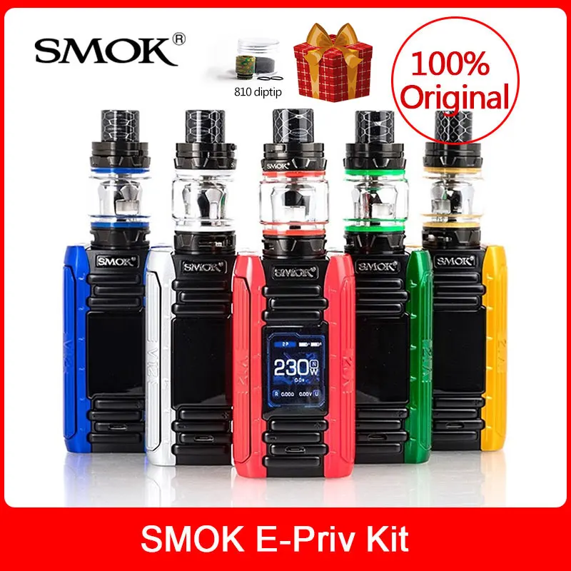 Original SMOK E-Priv Kit 230W with TFV12 Prince Tank 8ml +V12 Prince Mesh Coils For Electronic cigarette smok e priv box mod kit