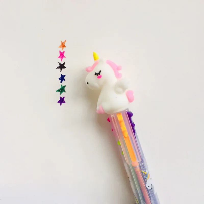 Розовый Белый Единорог 6 Цветов шариковая ручка для школы офисные принадлежности для письма подарок канцелярские принадлежности Papelaria Escolar