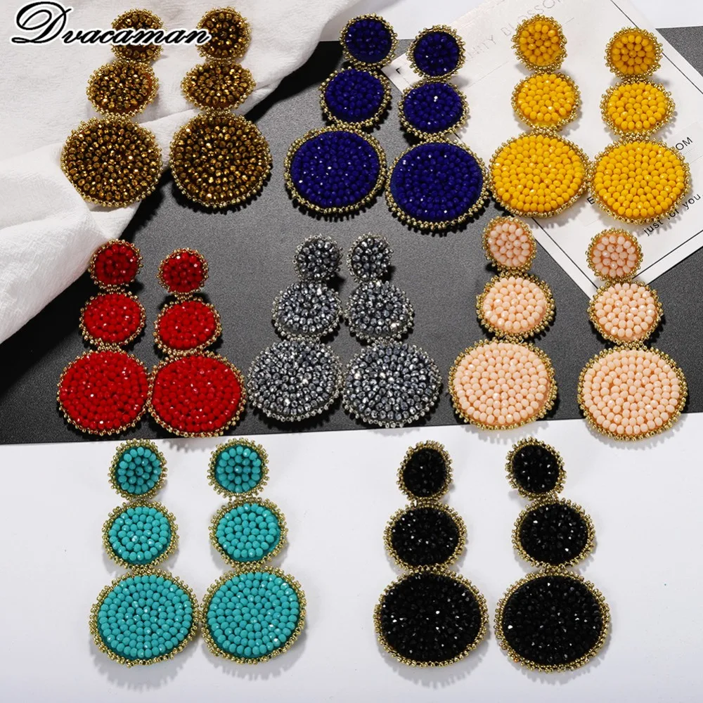 

Dvacaman Bohemain Multi-Color Beads Drop Earrings for Women Fashion Resin Statement Earrings Wedding Party Gifts Jewelry Bijoux