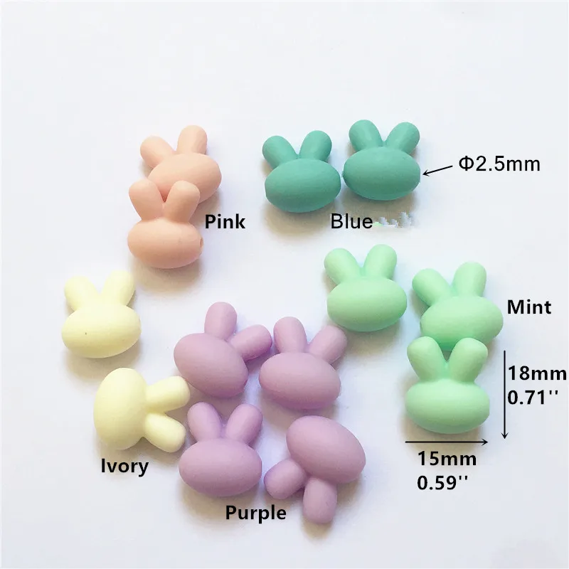 

500pcs BPA Free Silicone Bunny Rabbit Teether Beads Pastel Color Beads For DIY Baby Teething Necklace Montessori Toy Chenkai