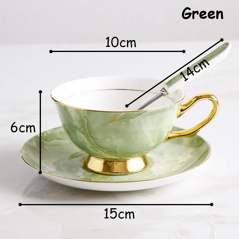 Костяной фарфор чашка комплект Кофе кружка с блюдцем ложка Western Стиль днем Чай комплект Кофе чашки элегантные аксессуары для посуды напиток-посуда - Цвет: Green
