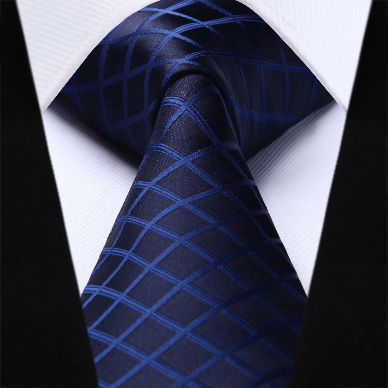 Вечерние свадебные классические платок галстук тканые Для мужчин галстук мода Темно-синие Проверьте плед галстук платок Набор# TC818B8S