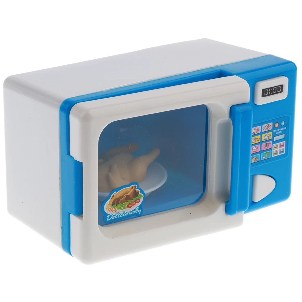 Mini Home Appliance (AA Battery Powered) For Kids Pretend Play Toys - Blue Microwave Oven