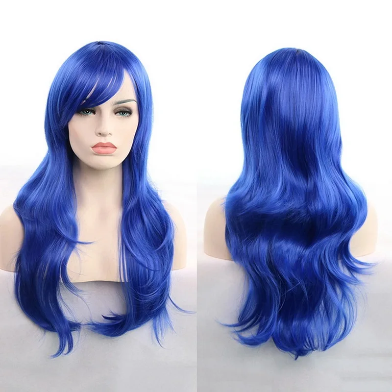 70cm/28inch Anime Cosplay Long Wavy Wig With Bangs Halloween Costume False Hair Grey Pink Blue Red Yellow Black Wigs For Women 70cm/28inch Anime Cosplay Long Wavy Wig With Bangs Halloween Costume False Hair Grey Pink Blue Red Yellow Black Wigs For Women