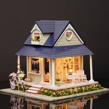 Деревянная кукла ручной работы Дом DIY Миниатюрный с Мебель мини-диван Велосипедный Спорт Модель Игрушечные лошадки ручной работы кукольный домик для подарок на день рождения dh09