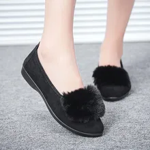 Модные женские туфли на плоской подошве, красивые модные женские туфли-лодочки с искусственным мехом, однотонные повседневные женские туфли на плоской подошве, chaussures femme