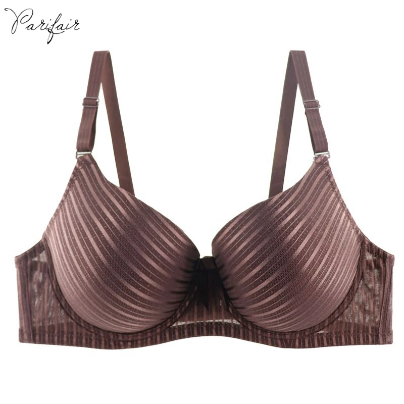 

PariFairy Sexy Reflective Brushed Stripes Women Bras 3/4 Cup Big Cup C D Comfort Fit Bra Women Underwear Plus Size 42-48