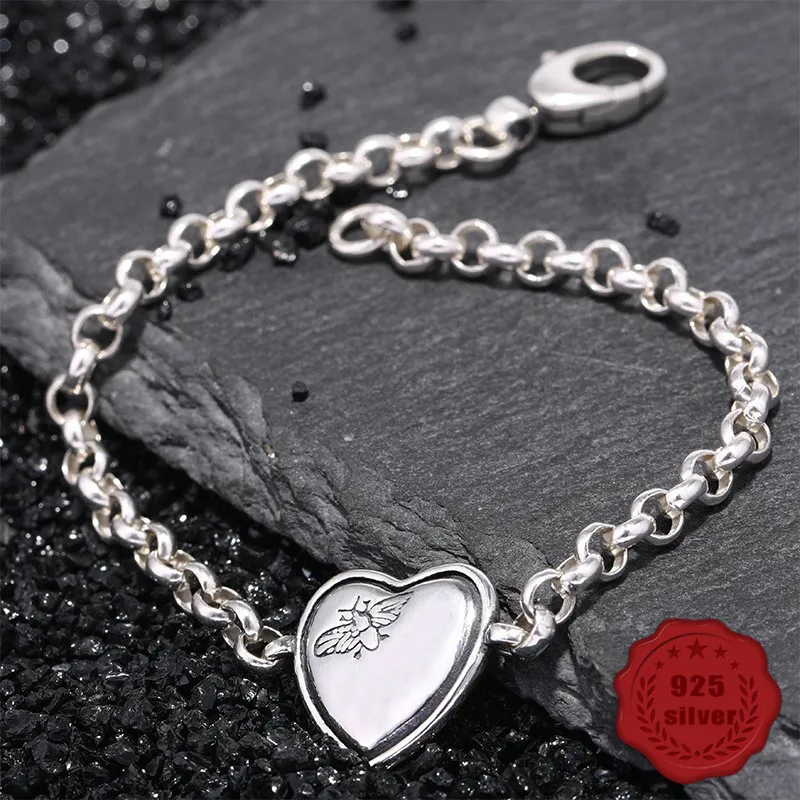 

100% S925 sterling silver bracelet personality simple jewelry retro fashion love bee shape student 2019 hot sale Bracelets