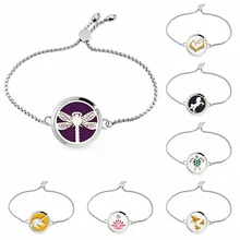 Стрекоза черепаха Единорог эфирное масло диффузор кулон парфюм браслет регулируемый нержавеющая сталь 30 мм медальон браслет 10 подушек