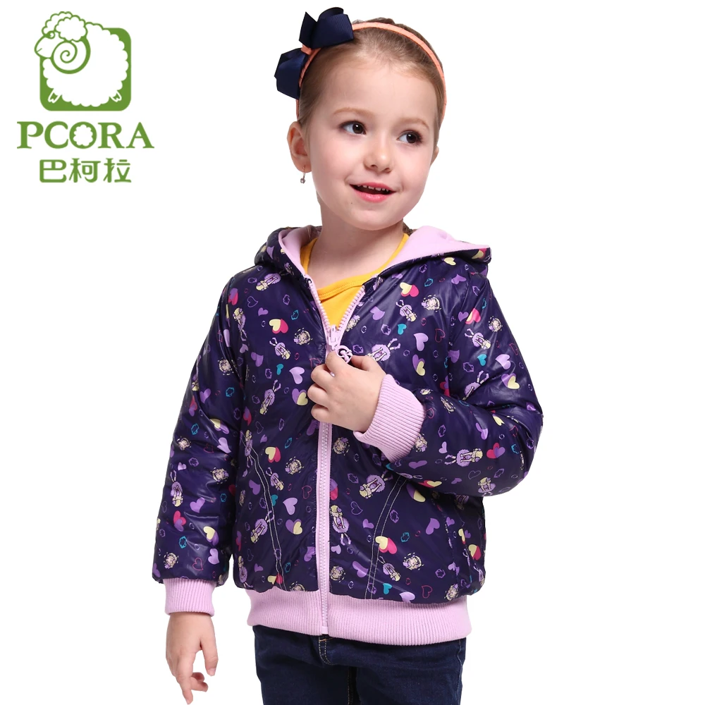 

PCORA Kids Girls Double Faced Coat Autumn&Winter Thick Cotton Padded Jackets Purple Zipper Closure Hooded Children Girls Clothes