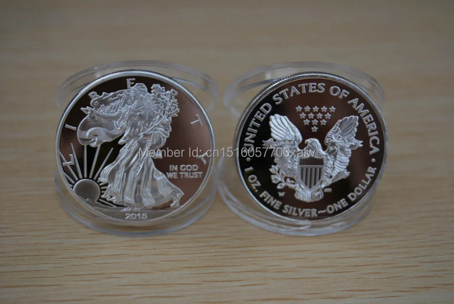 Немагнитные латунные покрытые серебром монеты с изображением орла одной Трои унции реплики монет, 4 шт./лот, 2000, 2013
