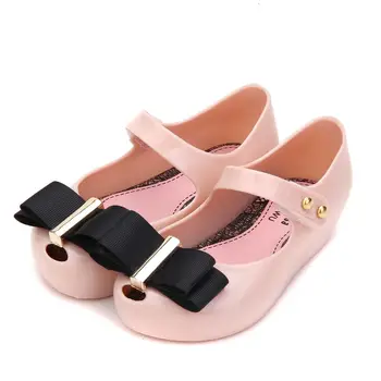 

2018 Winter New Black Cloth Bow Toddler Girl Mini Sandals Jelly Shoes Soft Comfort Kids Sandal Winter Shoe
