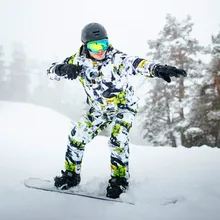 Мужской и женский лыжный костюм s куртка+ брюки водонепроницаемый дышащий термальный ватный сноуборд с принтом граффити лыжный костюм