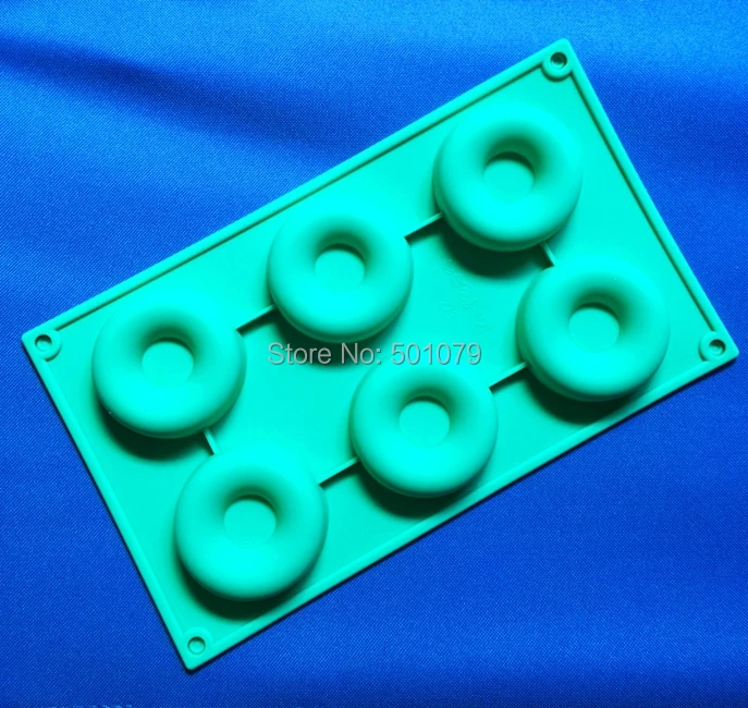 Wholesale 1pc/lot 100 silicone 6 Round Donuts Cake Mold Chocolate MOld