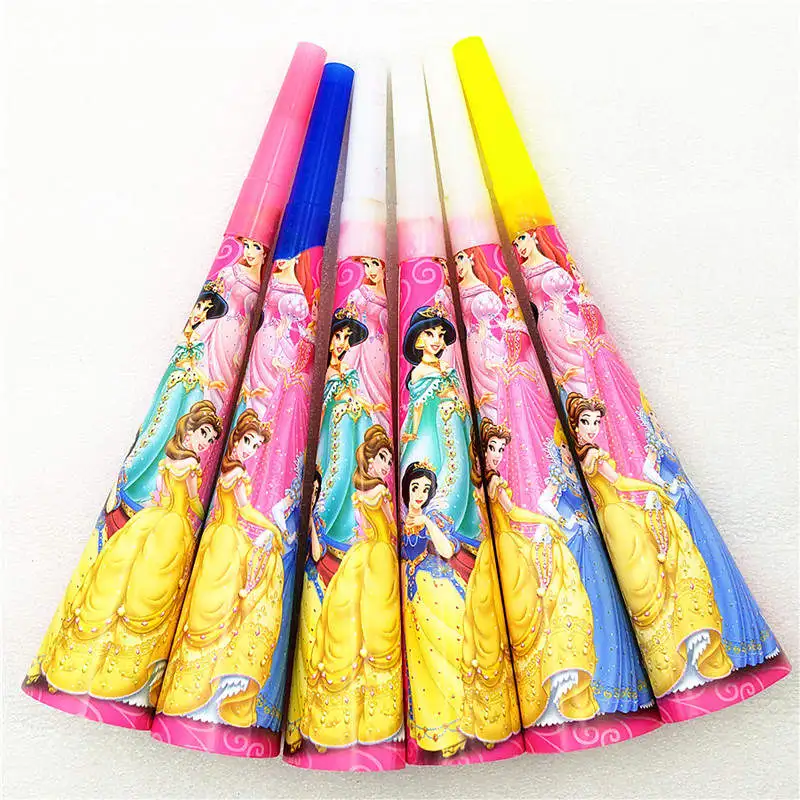 

High Quality Disney Six Princess 6pcs/lot Cartoon Trumpet Girl Birthday Party Toy Horn Noise Maker Family Party Horns Supply