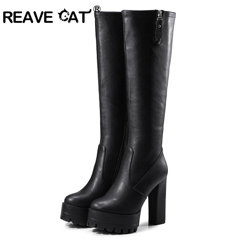 Tamaño Plataforma 42 De Sexy Calzado Tacón A909 grey Rodilla Invierno Caliente Cat Reave Alto Frío 32 Black Zapatos Cremallera Mujeres Botas 5tznFw8q4x