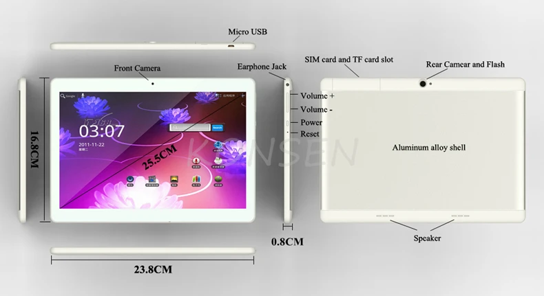 KOSLAM 10 дюймов Android 7,0 планшетный ПК 1920x1200 ips экран четырехъядерный 2 Гб ОЗУ 16 Гб ПЗУ две sim-карты 4G LTD FDD телефонный звонок фаблет