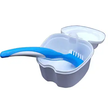 

Denture Case with Denture Toothbrush Hard Bristle or Soft bristle Brush Denture Bath for Soaking False Teeth and Night Guard