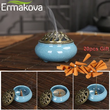 

ERMAKOVA Ceramic Incense Burners Portable Porcelain Censer Buddhism Incense Holder Home Teahouse Yoga Studio 20 pcs Incense Gift