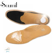 Soumit Full Length Leather Orthopedic Insole with Arch Supports Arch Pads Flat Feet Insoles Footbeds for Reducing Flat Foot Pain