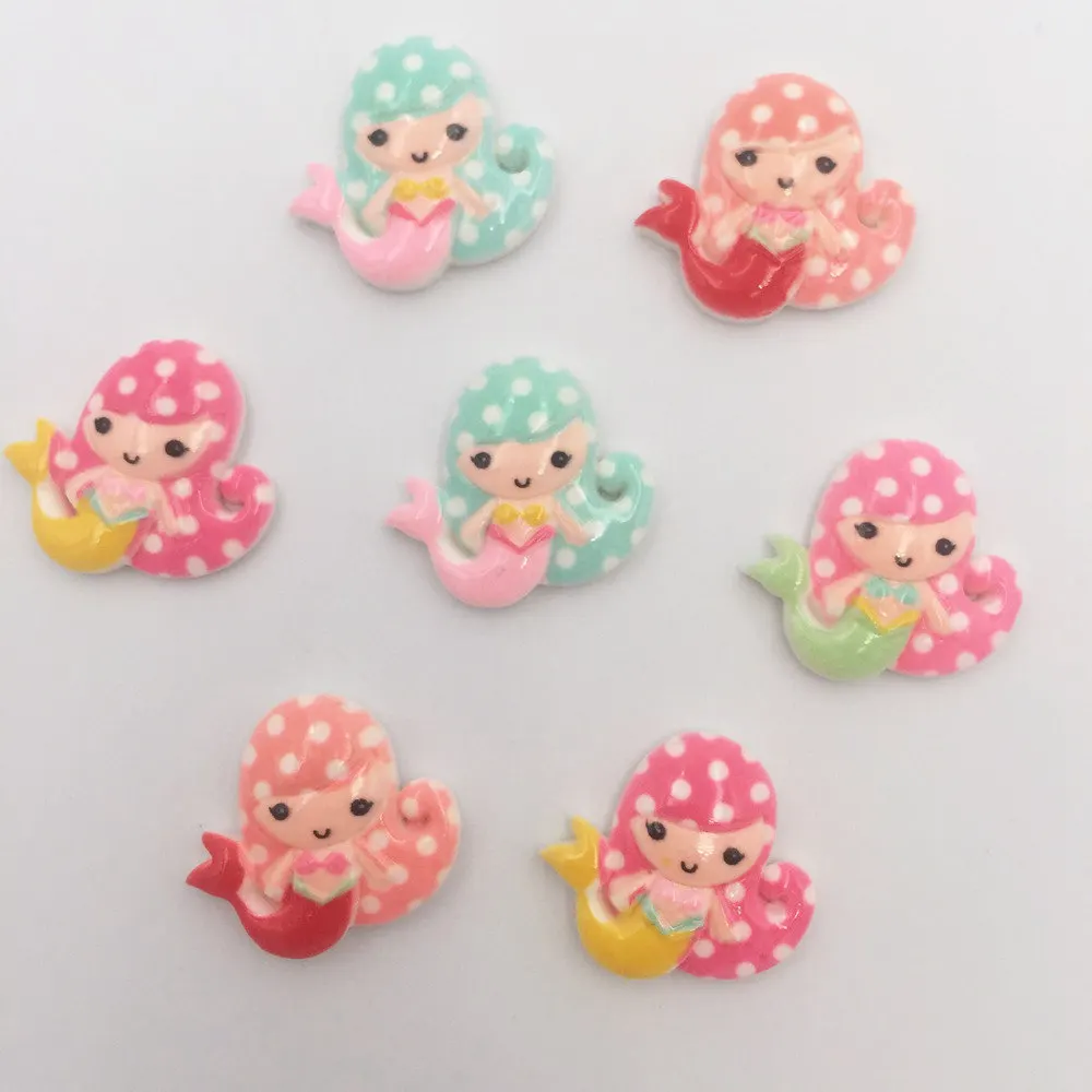 

NEW 50PCS 22mm Resin Mermaid Flatback Stone Embellishment DIY Crafts K65*5