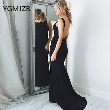 

Backless Chiffon Long Evening Dresses 2019 Mermaid Sweep Train Saudi Arabic Formal Prom Gown Wedding Party Dress Robe De Soire