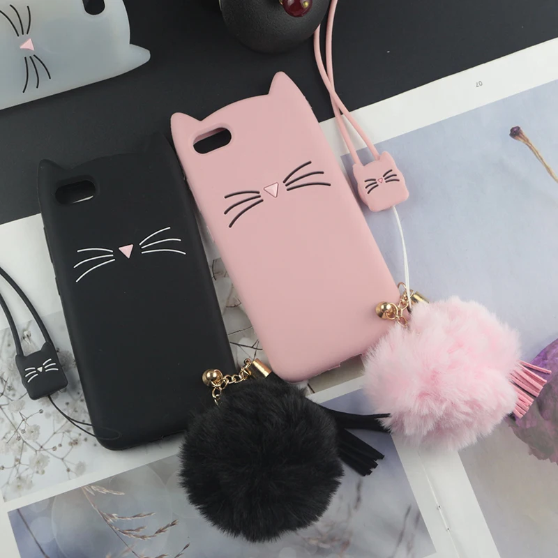 Cute 3D Cartoon Silicon Cases for iPhone 7 Plus Glitter Beard Cat Lovely Ears Kitty Cover for 8 6 6s 5 5S SE X 4 4s XS Max XR