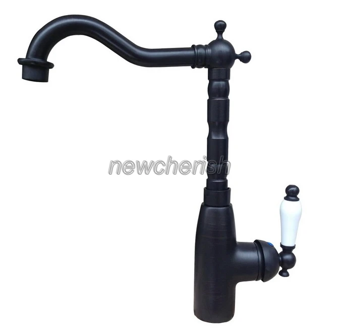 

Oil Rubbed Bronze Swivel Spout Kitchen Faucet Single Handle Hole Vanity Sink Mixer Tap Hot and Cold Water Tap Lsf106