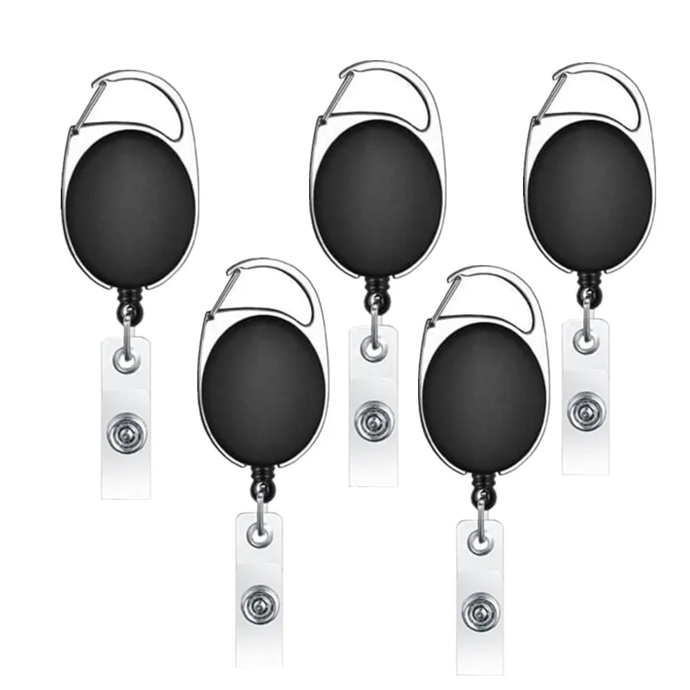 5Pcs/Set Keychain Retractable Key Card Holder Belt Clip Reel ID Badge