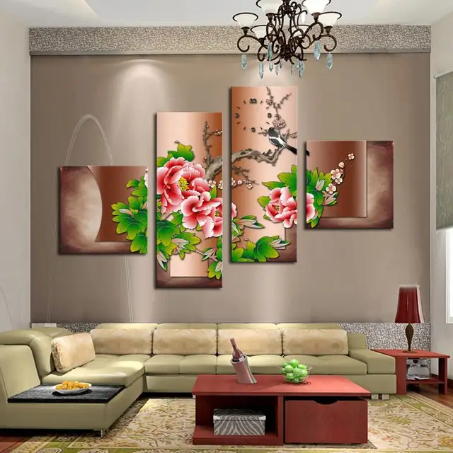 Heißer Verkauf 4 Stücke Rot Blumen Große HD Wand Bilder Für ... Heißer Verkauf 4 Stücke Rot Blumen Große HD Wand Bilder Für ...