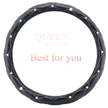 Высокое Качество Кожаные чехлы рулевого колеса автомобиля Bling crystal diamond Авто рулевое покрытие для женщин леди девушки автомобильные аксессуары