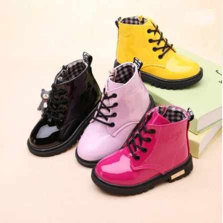 

NEW Winter Fashion Girls Shoes Waterproof Martin Boots Casual Cross-tied Kids Shoes Warm Children Snow Boots Boys Shoes J48
